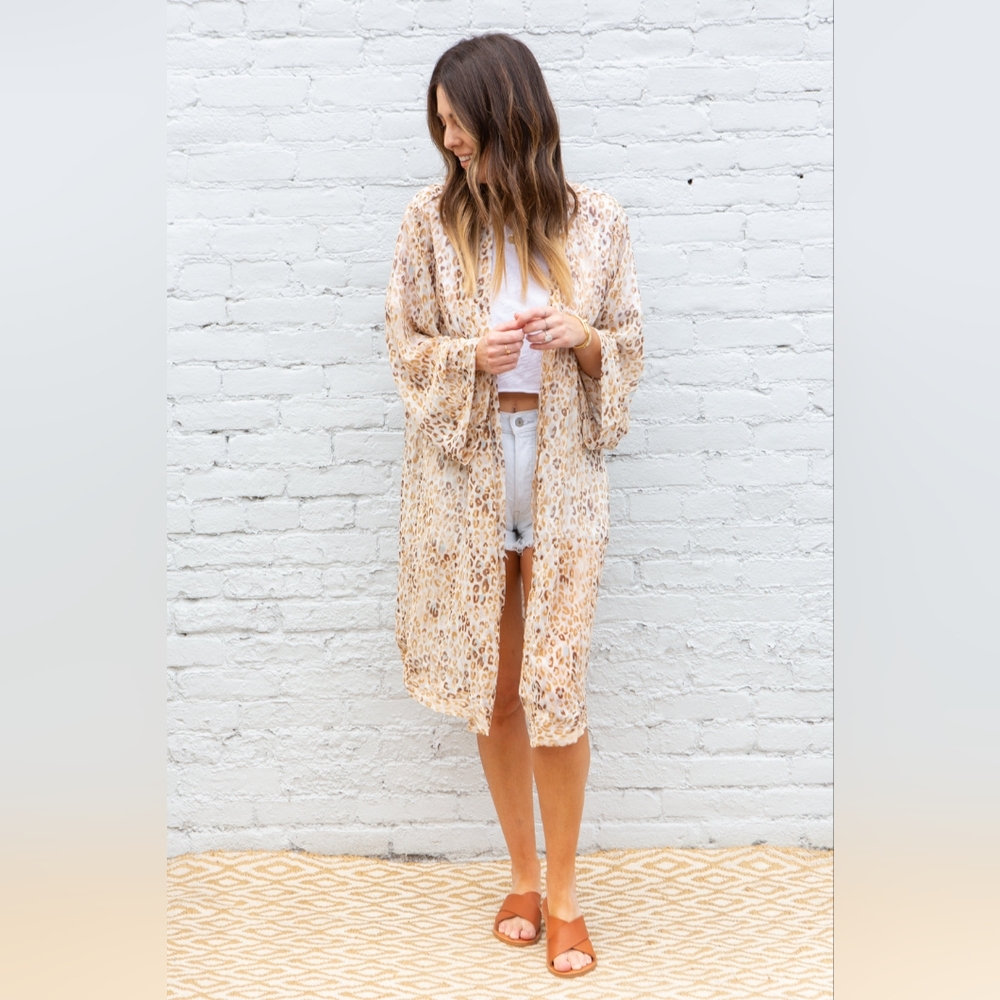 Olivaceous Bali Cheetah Print Kimono